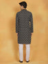 Vastramay Men's Black And White Cotton Kurta And Pyjama Set